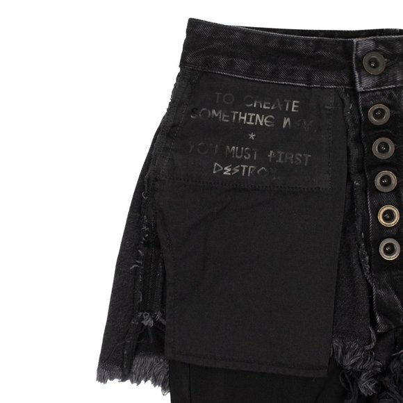 UNRAVEL PROJECT Black Reverse Shorts Layered Stretch Leggings Size 26 $770 - Picture 3 of 6